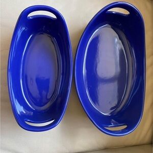 Rachel Ray Cobalt Blue 2.25 Qt 1.25QT Oven Roasting Baking Casserole Dish Set